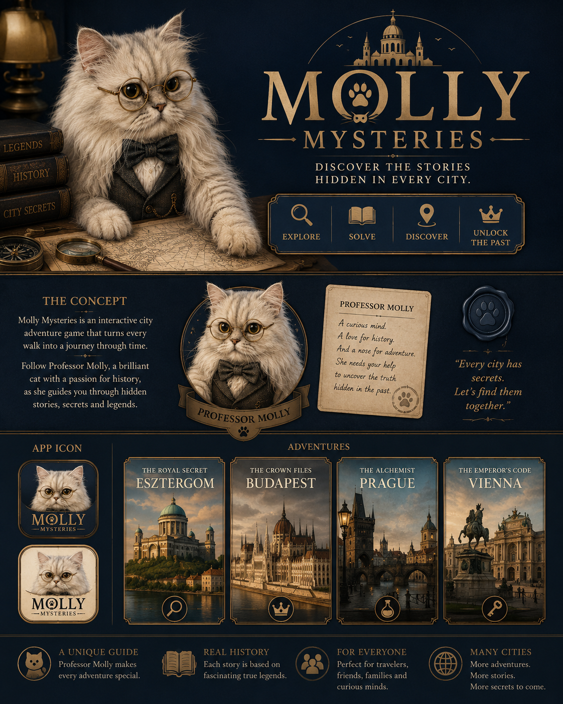 Professor Molly, a Persian cat historian and detective, invites you to follow clues and uncover forgotten stories.